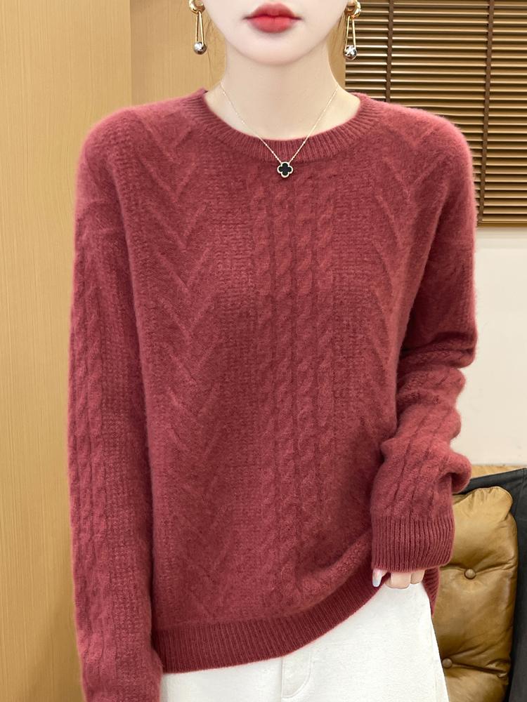 Women's Cashmere Sweater Qinghe Cashmere 30% Cashmere 70% Wool Autumn and Winter Cashmere Pullover Soft and Warm