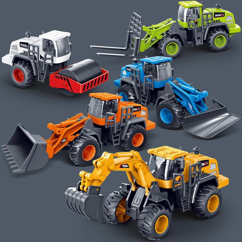 Excavator Simulated Plastic Bulldozer  Roller Forklift Children Toy Inertia Car