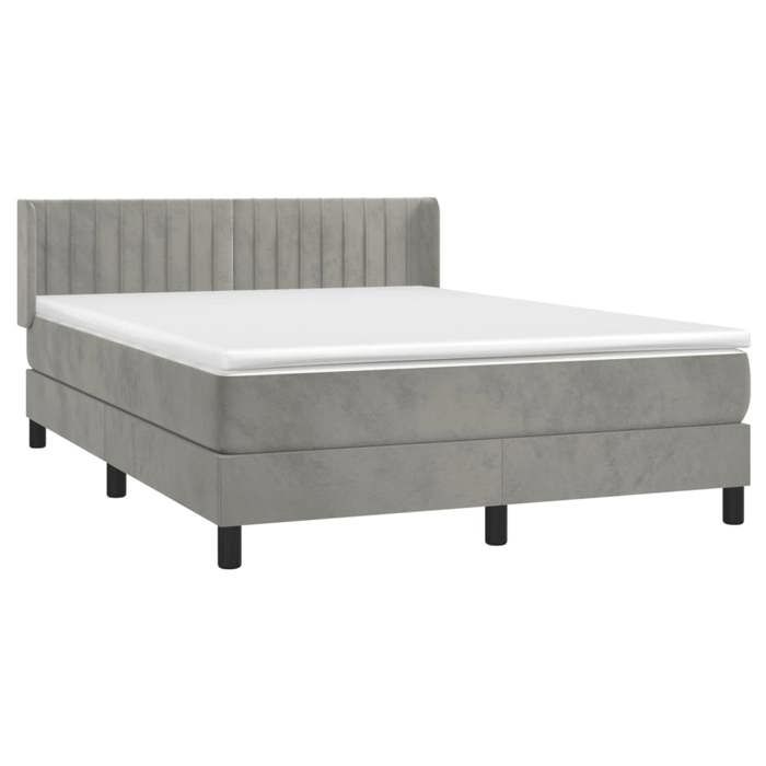 VidaXL Lit à sommier tapissier et matelas Gris clair 140x200cm Velours - Modèle 3131081