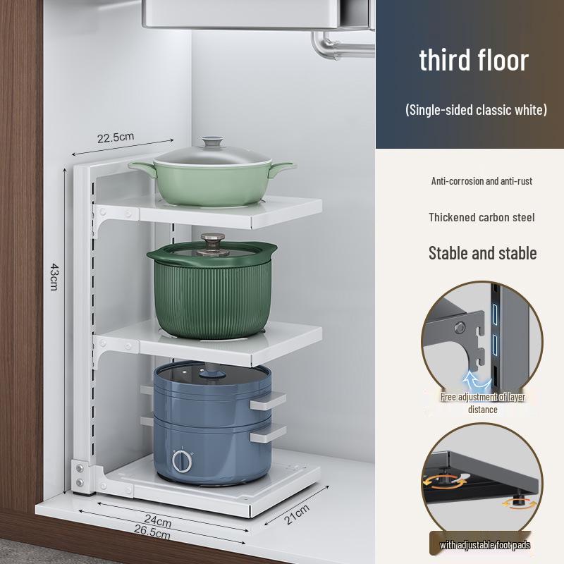 Flerlagrigt köksförvaringsställ för bänkskivor och under diskbänken - Organisera kastruller och stekpannor