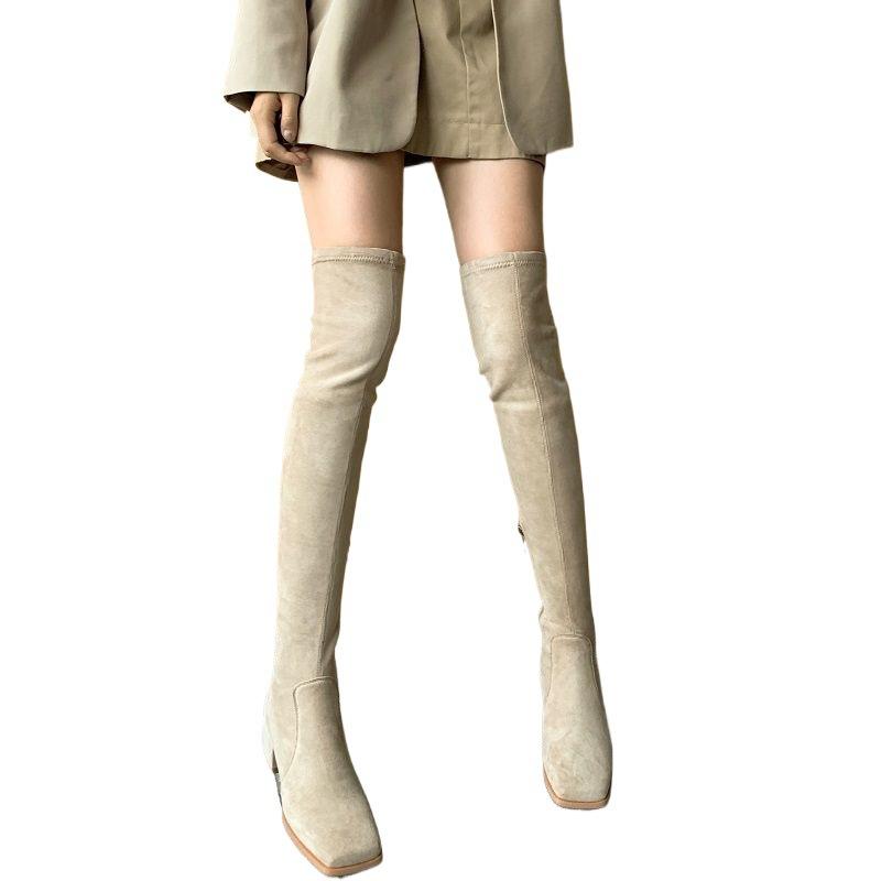 Boots Women Over the Knee 2025 Autumn and Winter New Women's Boots Square Head Small Elastic Internet Celebrity Long Tube Thin Winter Boots Velvet