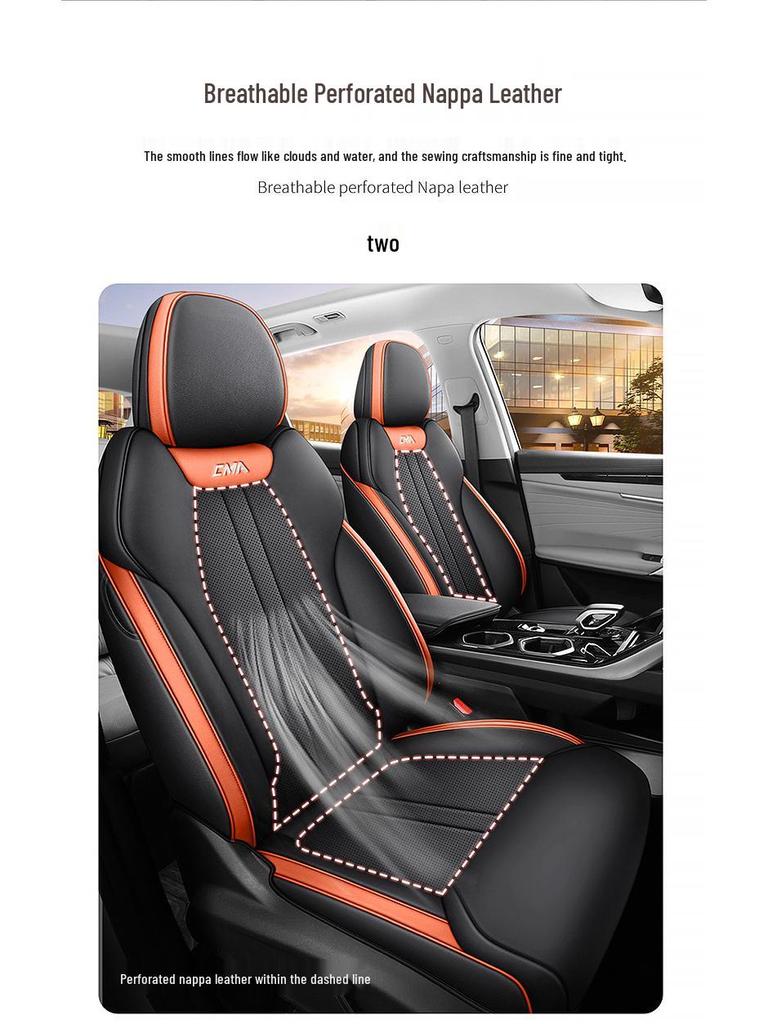 Boyue L Vollbezug Atmungsaktives Perforiertes Leder Autositzbezug für Alle Jahreszeiten