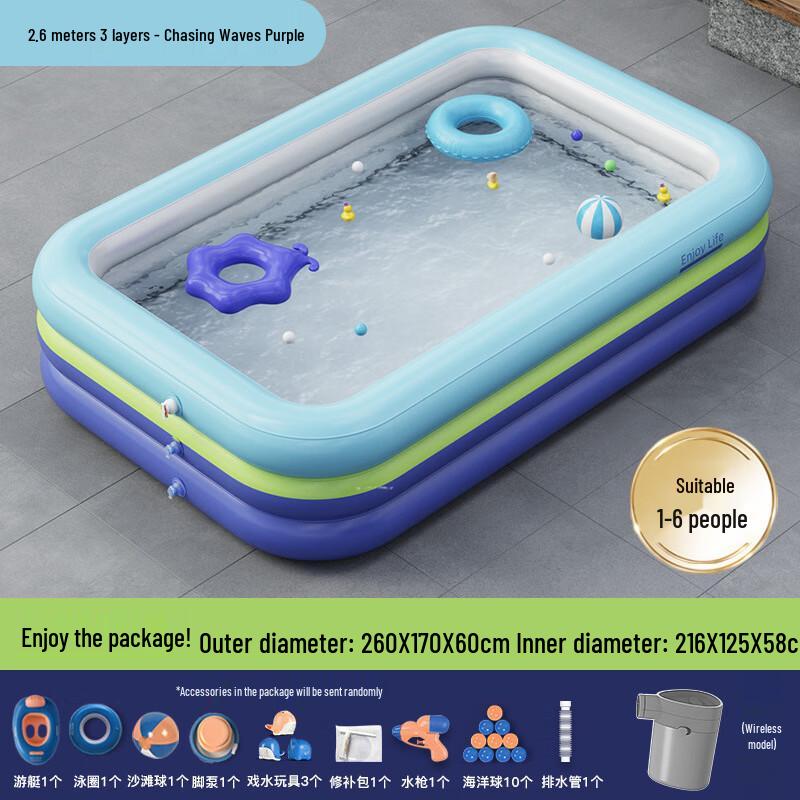 Qianyu 2.6m 3-Layer Inflatable Kids Swimming Pool - Play Package