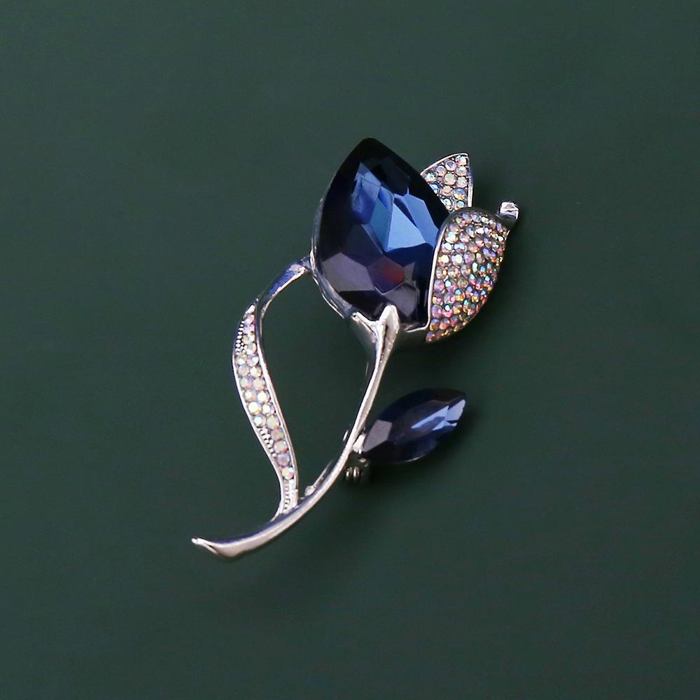 European Crystal Purple Tulip Brooch High-end Women s Exquisite Elegant Brooch Pin Coat Jacket Accessories 2026