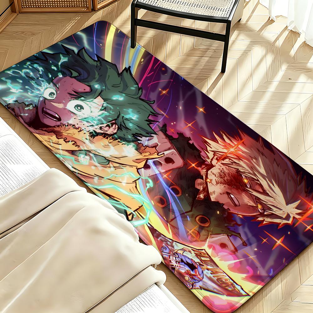anime M-My Hero A-Academia Floor Mat Soft Flannel Floor Mat Suitable for Entryways, Living Rooms, Bedrooms, and Bathrooms
