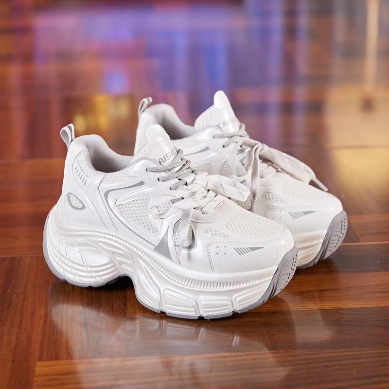 Daddy Shoes Women's 2025 New Spring Breathable Mesh Sneakers Women's Korean Version Versatile Platform Casual Shoes Running Shoes