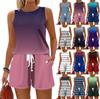 Women's Summer Colour Block Print Vest Sleeveless Top Shorts Set