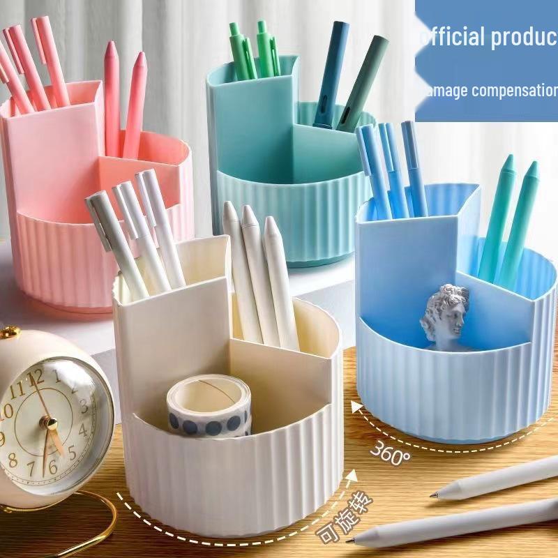 Rotating Makeup Brush & Cosmetic Holder - Divided Storage Tube for Eyebrow Pencils, Eye Shadows, Lipsticks & More