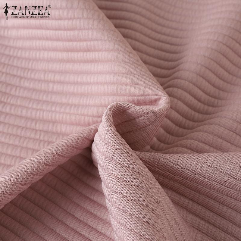 ZANZEA Damen Casual Reißverschluss Stehkragen Langarm Pullover Sweatshirts