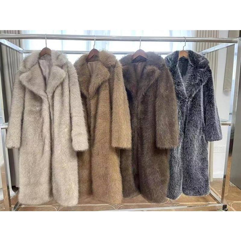 Jakke i imitert pels forlenget damejakke i imitert revepels tofarget kåpe varm vinterpels