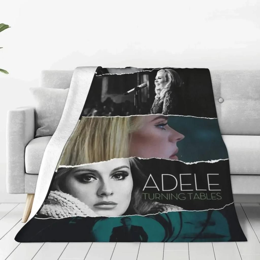 Coperta Merchandising Adele Cantante Flanella Divano Album Musicale Tour Coperta da Lancio Accogliente Morbida per Auto Biancheria da Letto Coperte