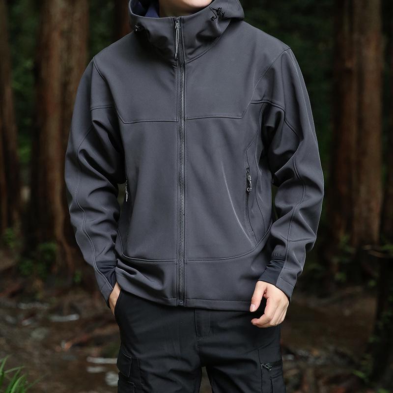 Men's 2025 Spring Softshell Hooded Windproof Waterproof Jacket - Casual Outdoor Workwear Coat