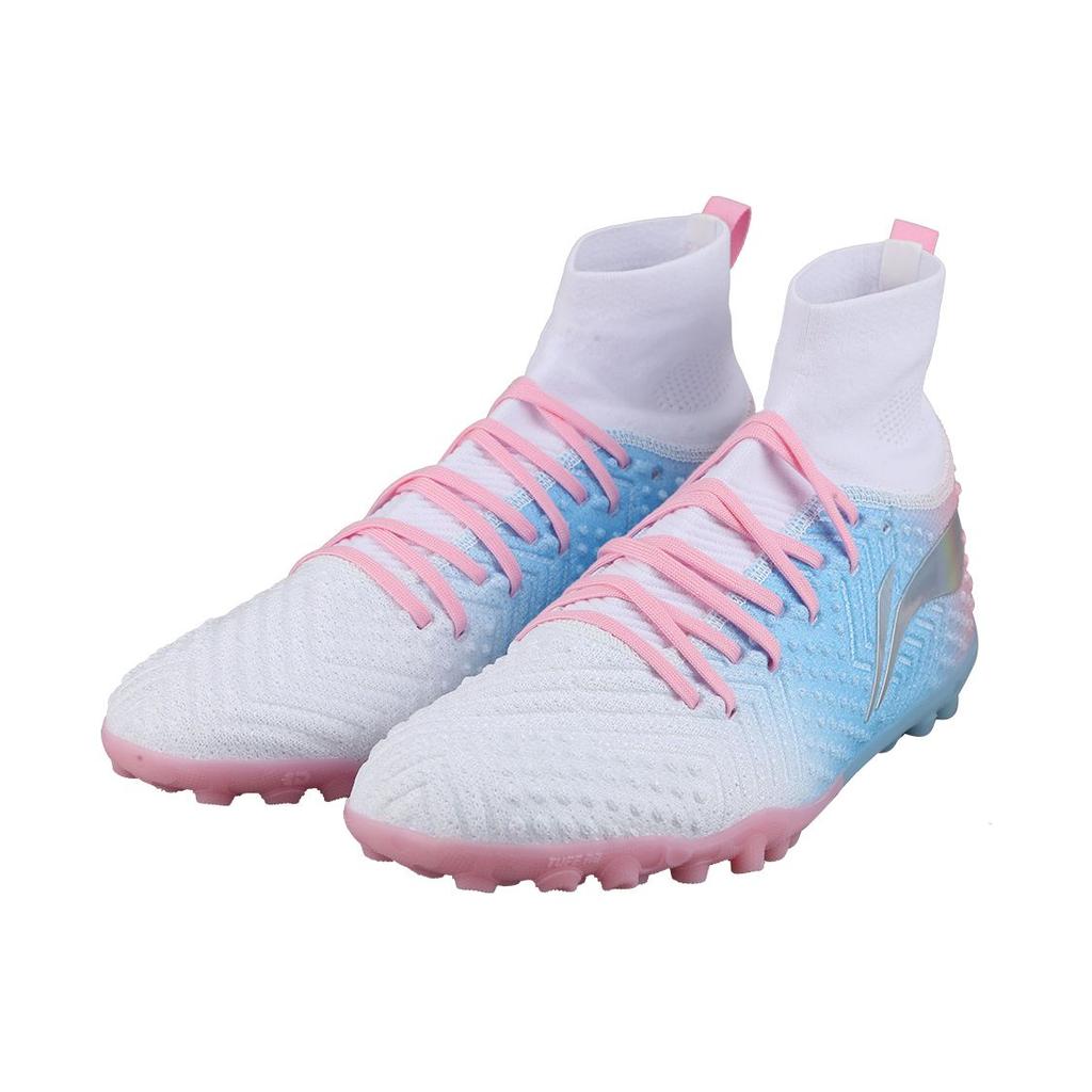 Li Ning Shadow 2.0 Turf Soccer Training Shoes Men Soccer Shoes Blue Pink White YSTT029-3