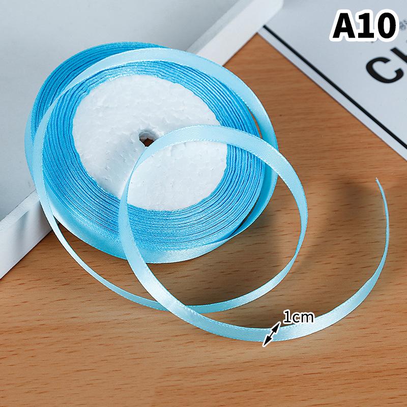1Cm (25 Yards/Roll) Satin Flat Ribbon Roll Gift Flower Bouquet Packaging Wedding Birthday Ribbon Making Diy