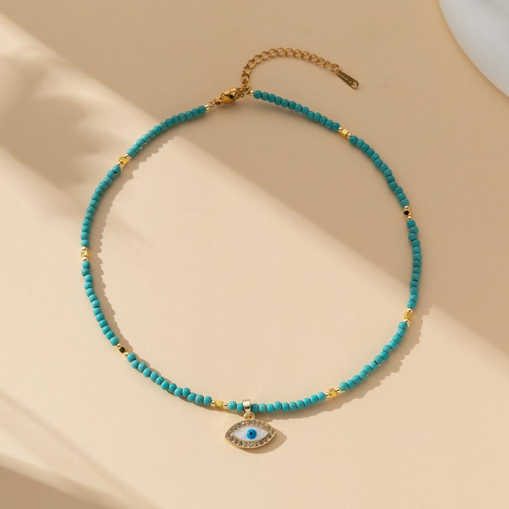 Style Ins Chic Turquoise Beaded Necklace For Women With Highend Aesthetic Appeal