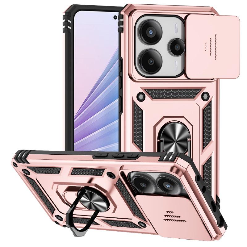 Suitable for Xiaomi Redmi Note 10 11 13 14 Pro Phone Case Car Magnetic Ring Bracket Sliding Camera Lens Armor Shockproof Case