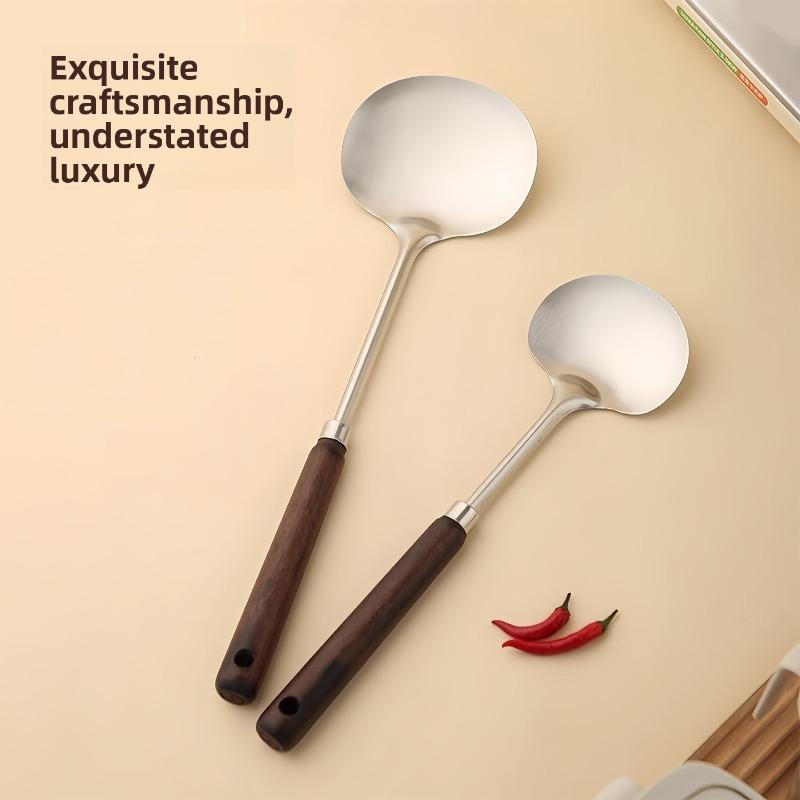 Wood-handled Stainless Steel Mushroom Tongs, Size for Home Kitchen, Long Handle, Anti-slip, Pot and Frying Pan, Iron Tongs, for Cooking, Non-stick Pan