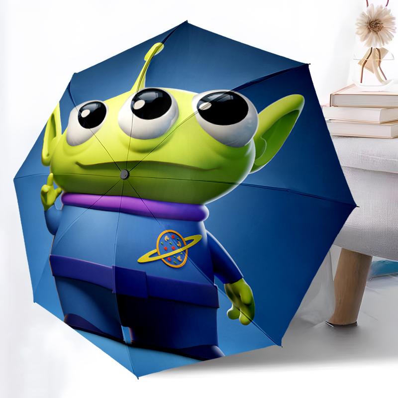 1pc Sturdy 8-Bone Auto Umbrella, Buzz Lightyear Toy Story Space Floral Umbrella, Digital Printed, Foldable Umbrella for On-the-Go Outdoor Use