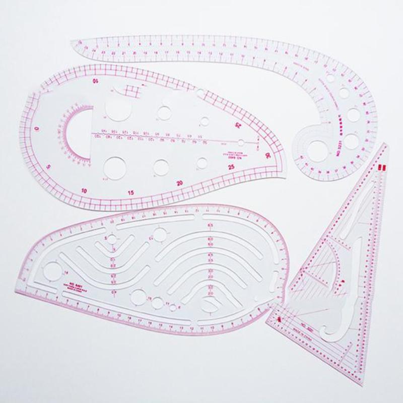 

4 шт./компл. модная швейная линейка, метрическая линейка, кривая классификация узора, нарисованная иконка, шаблон измерения линейки розовый