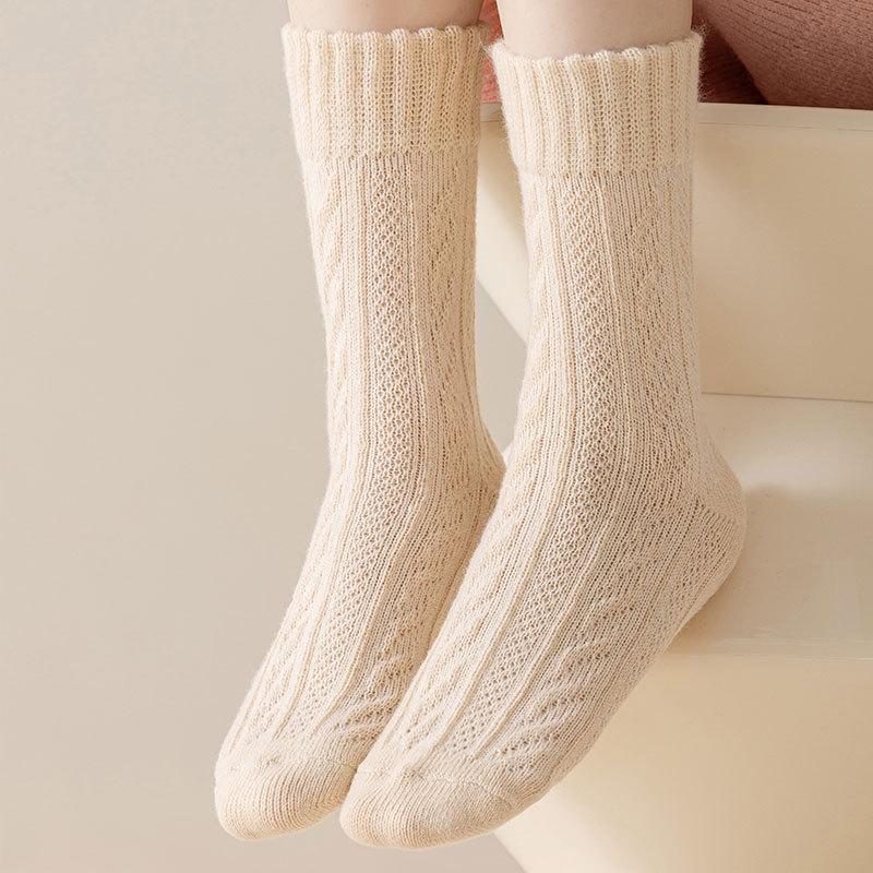 Dámské silné vlněné ponožky v japonském stylu - Hřejivé, útulné, vysoké bavlněné zimní ponožky