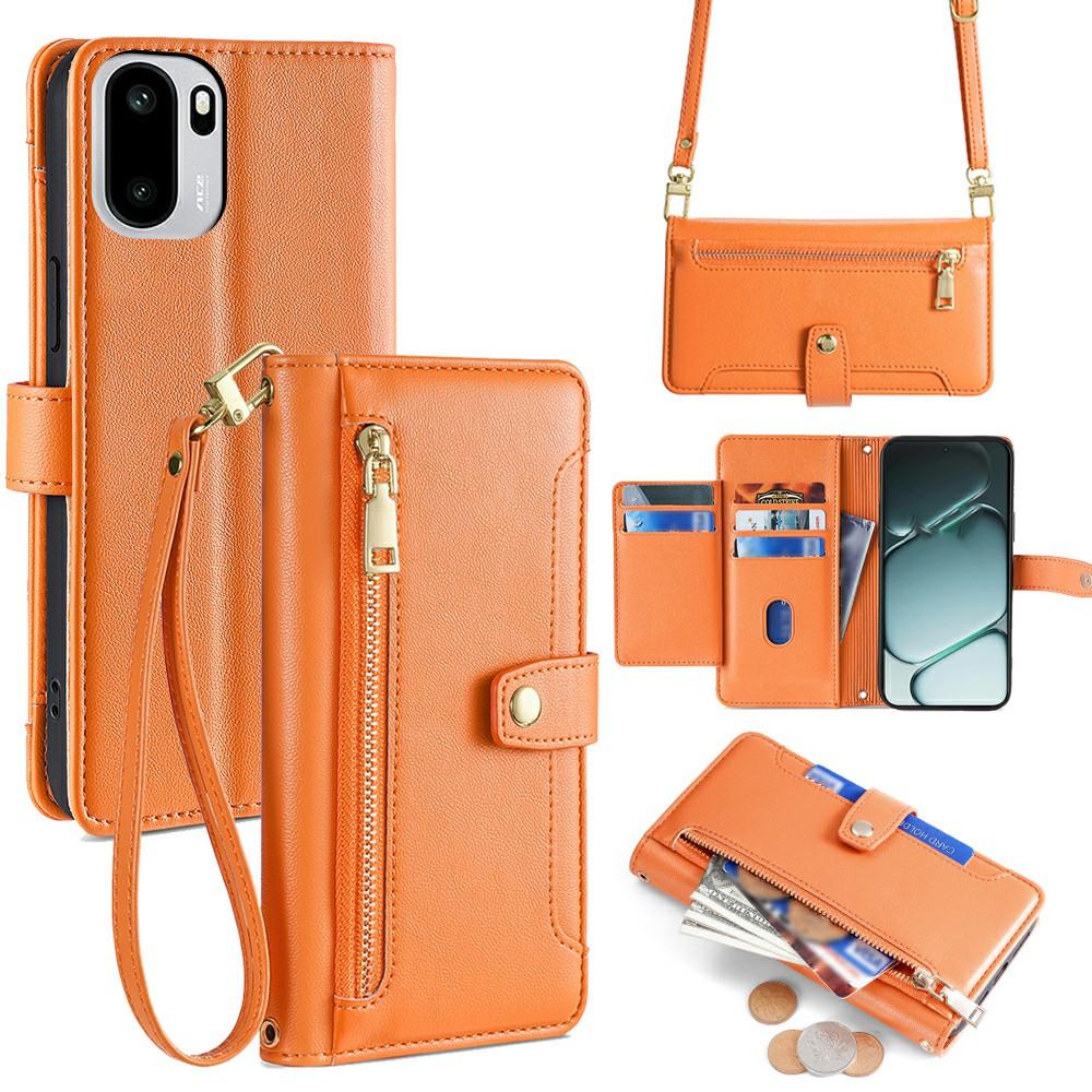 For OnePlus Ace 6T 5G/Ace 6 5G Leather Case Zipper Pocket Wallet Phone Cover with 2 Straps