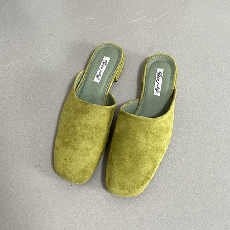 Fashion Luxury Flats Slippers Shoes For Women Mules Summer Spring Fashion Square Toe Ladies Flats Slippers Female Slides Sandals Shoes
