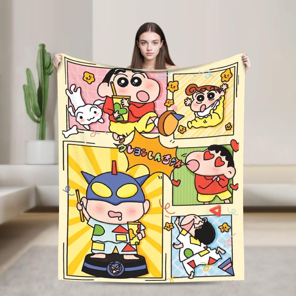 Crayon Shin chan Cartoon Decke Flanell Frühling Herbst Multifunktion Super Weich Überwurfdecken für Sofa Auto Bettwäsche Überwürfe