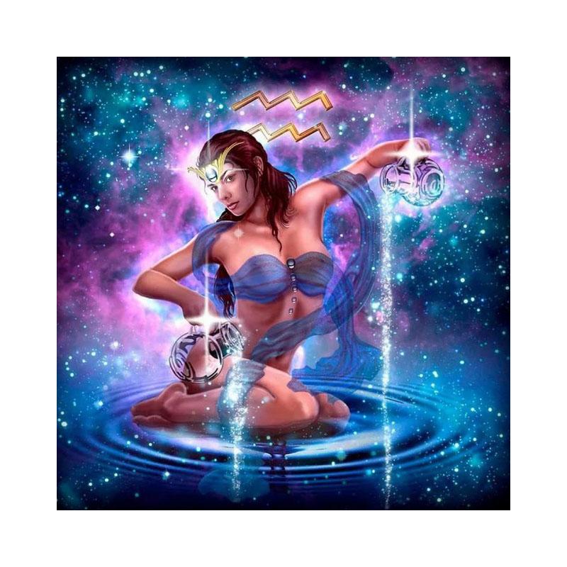 Peinture diamant 5D, cercle complet, mosaïque de dessin animé, peinture en cristal, Constellation, Art, décoration de salon et de chambre à coucher