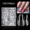 120/240Pcs Half Frosted Almond Pre-Filed Nail Tips Half Matte Press On Fake Nail Extension For Tiny Nail Bed 12 Sizes In Box