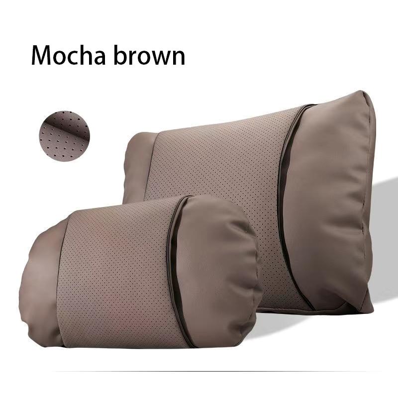 1/2PCS New Car Seats with Nappa Leather Headrests, Breathable Waist Cushions, Neck Pillows, and General Motors Neck Pillows