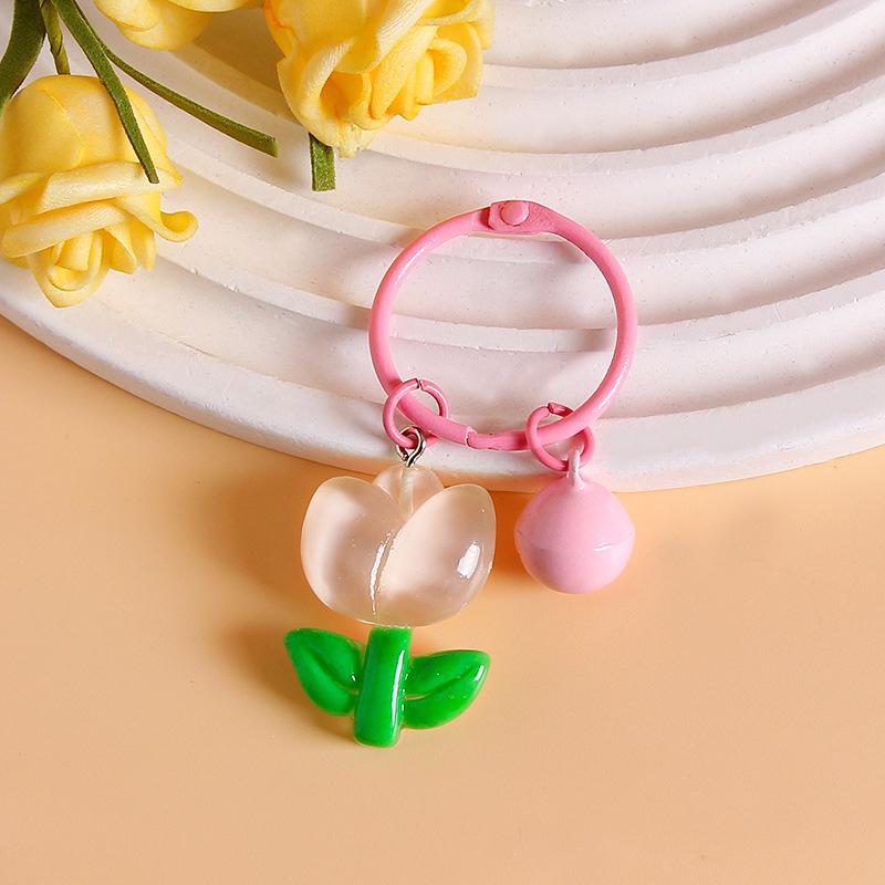 

Ins Style Прозрачный брелок в виде тюльпана, милый брелок-цветок, автомобильный держатель для ключей, сумка, подвеска, камера, наушники, чехол, подвески as the picture