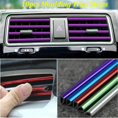 10Pcs Car Air Conditioner Outlet Decoration Stripes Cover Car Interior Accessories for All Models
