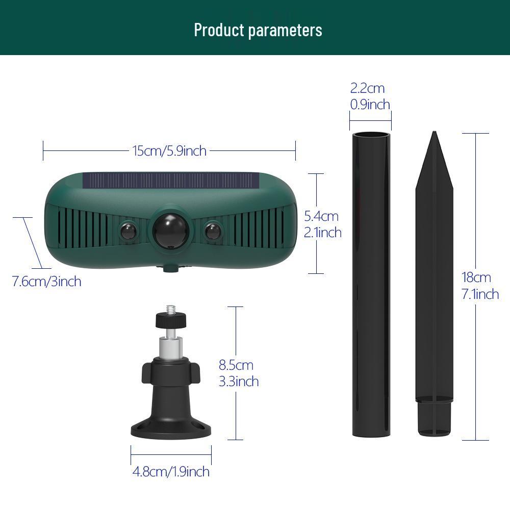 Solar Ultrasonic Alarm: Infrared Animal Deterrent for Wild Boar and Weasel.