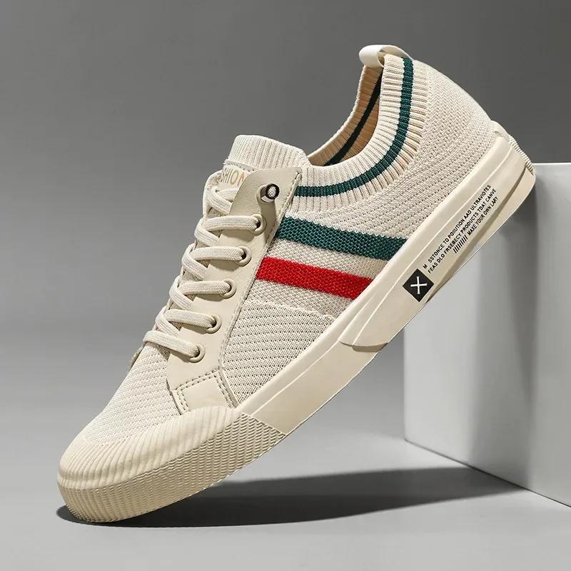 2024Fashion Male Stylish Shoes Men Sneakers Branded Casual Loafers Light BreathableMesh Lightweight Flats Shoes Tenis Masculino