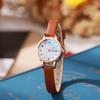 Women's Fashion Watch 3-Piece Set Rose Gold Case Leather Strap Retro Fresh Multi-Style Quartz Watch Daily All-Match