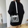 Transparent Women's Crossbody Bag - Chain Handle, PVC, Patent Leather, Small Square Style
