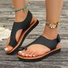 Casual Sandals Women 2025 Summer Fashion Women's Sandals Plus Size Solid Color Round Toe Flat with Outdoor Shoes for Women