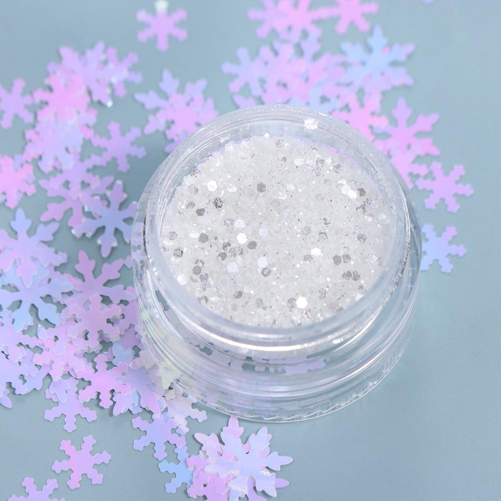 6Pcs/set Manicure Tools Christmas Glitter Flakes Christmas Nail Woolen Powder  Nail Salon