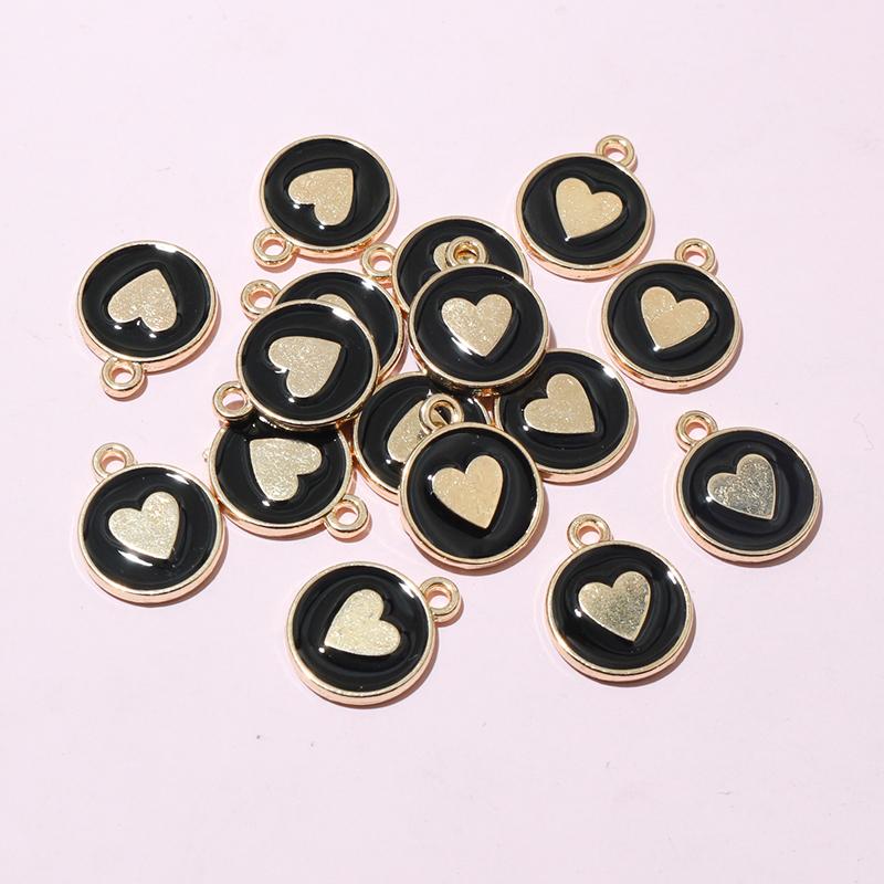20pcs 14.5x12mm Enamel Double Side Heart Charms Pendant DIY Jewelry Making Accessories Findings for Bracelet Earrings Keychains