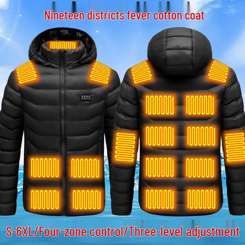 Smart USB Heated Cotton Coat: 21-Zone Temperature-Controlled Winter Warmth