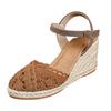 Women'S Wedge Heel Platform Fabric Shoes With Closed Toe Cutout Design Strap Tan Sandals For Women Dressy Sandals For Women Size