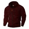 Cross-border American heavyweight velvet men's retro cationic tooling pocket hooded zipper trendy sports sweater men