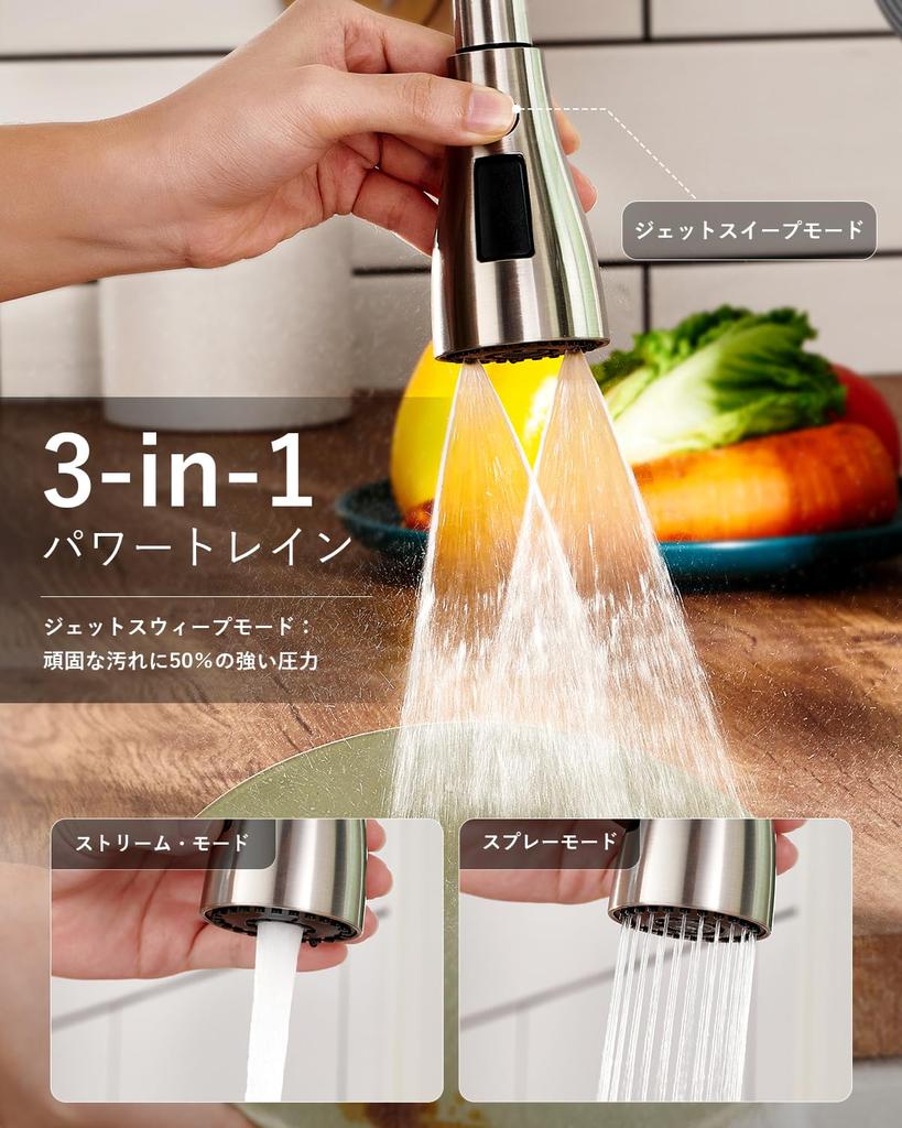 APPASO Design Patentat Bucătărie Baterie Mixer cu Arc Înalt Modern Baterie cu Furtun pentru Bar și Bucătărie Bucătărie Manual de Instrucțiuni în Japoneză Inclus Baterie, Baterie,