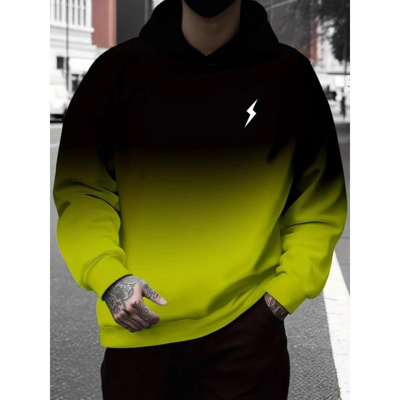 3D Digital Print Hooded Sweatshirt Men Loose Fit Casual Wear