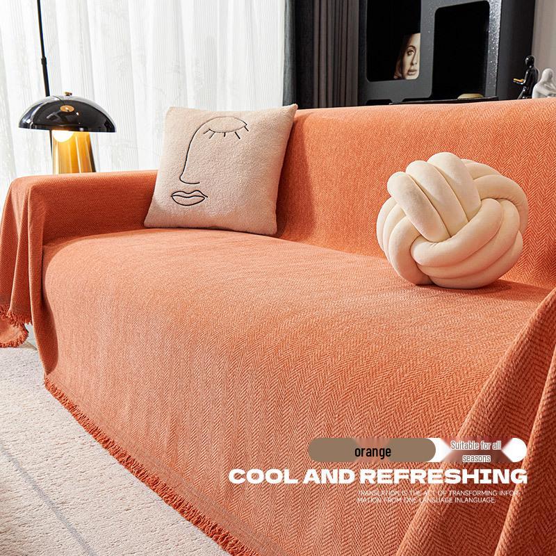 Modern Minimalist Chenille Herringbone Sofa Cover, Four Seasons Non-Slip Blanket