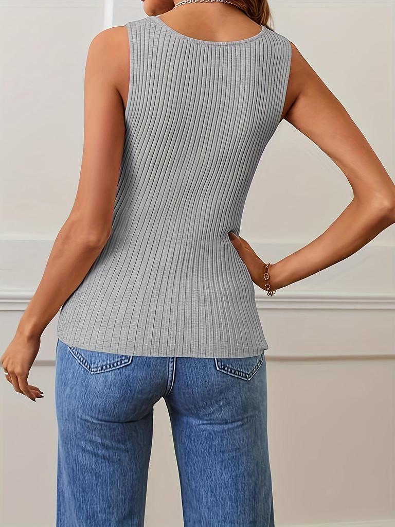 European & American 2026 Women's Retro Square Neck Ribbed Slim-Fit Summer Tank Top
