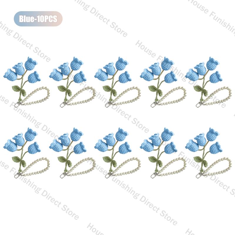 1-10PC Handmade Weaving Bag Pendant Lin Orchid Keyring Love Girl Pearl Chain Keychain Decoration Car Pendant Diy Bag Accessories