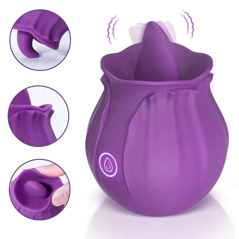 Rose Tongue Licking Vibrator Powerful Strong Shock G Spot Clitoris Nipple Vagina Stimulator Massager for Adult Couples