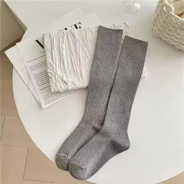 Women Cashmere Long Socks Stockings Autumn Winter Thick Warm Knee High Socks Japanese Solid Color Knitted Socks Stockings