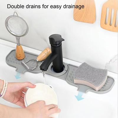 Kitchen Sink Splash Guard Waterproof Thickened Faucet Drying Mat Dish Sponge Soap